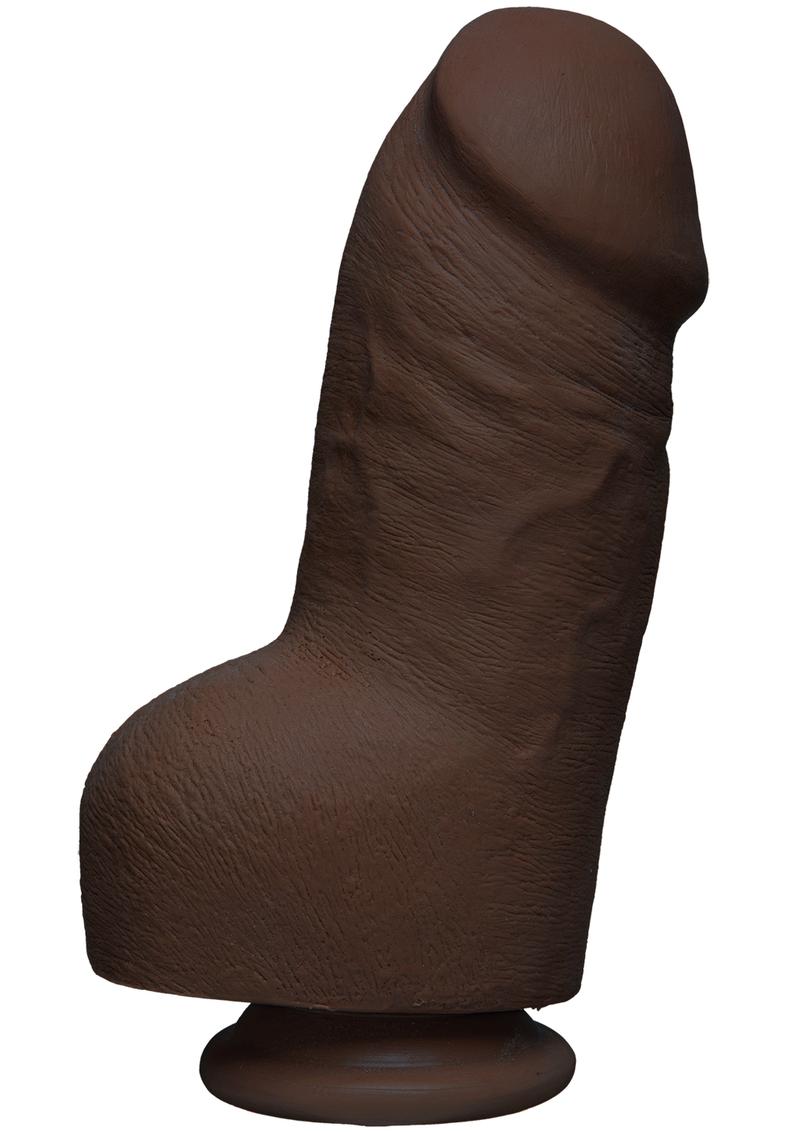 The D Fat D Ultraskyn Dildo with Balls - Chocolate - 8in