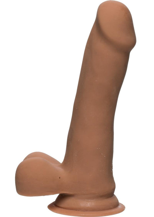 The D Slim D Ultraskyn Dildo with Balls - Brown/Caramel - 6.5in