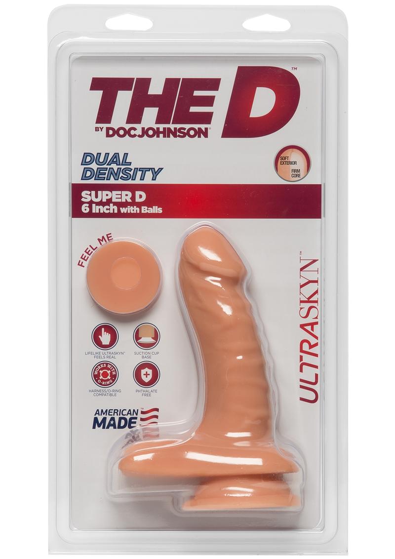 The D Super D Ultraskyn Dildo with Balls - Flesh/Vanilla - 6in