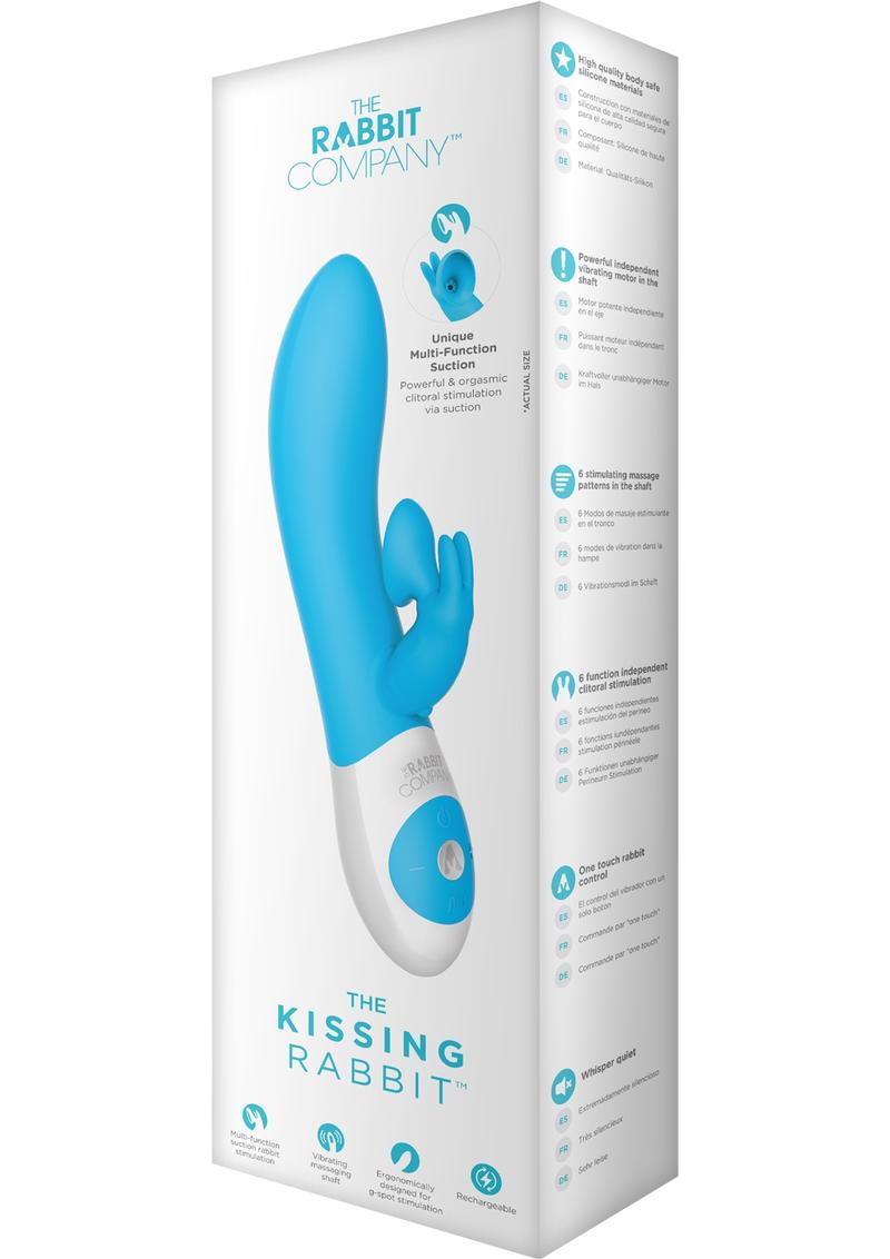 The Kissing Rabbit Rechargeable Silicone Vibrator with Clitoral Suction - Blue