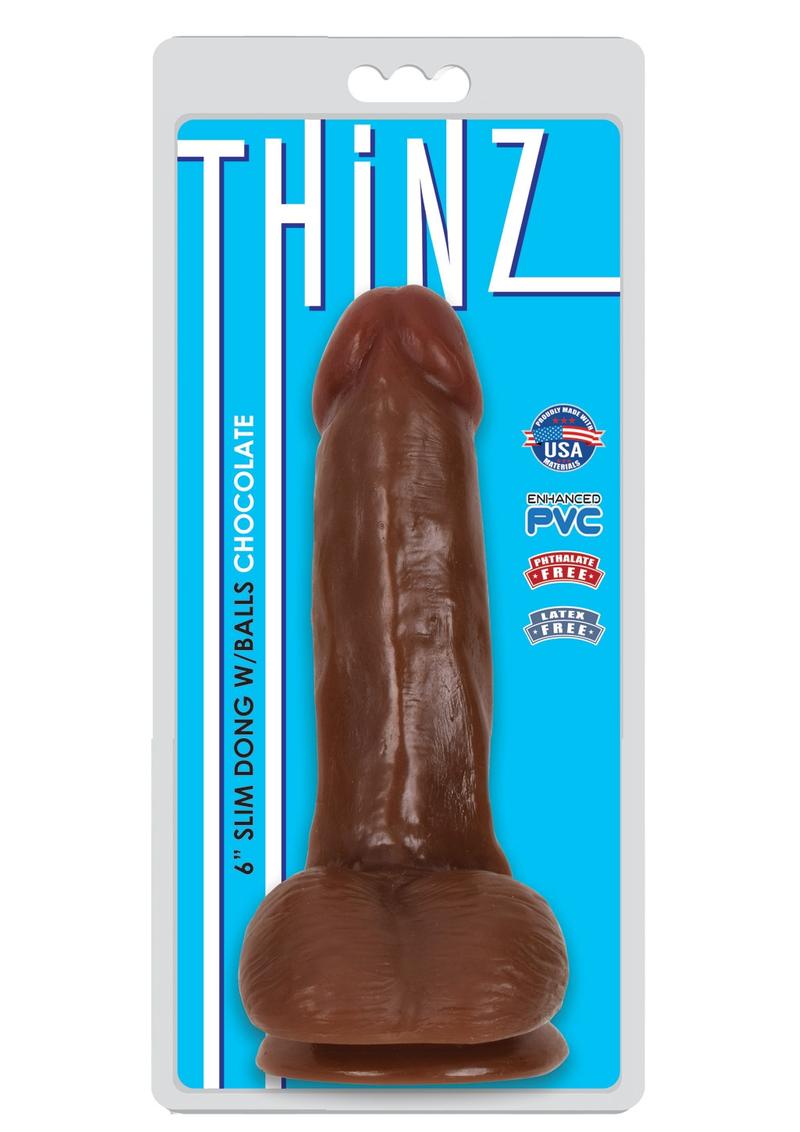 Thinz Slim Dong with Balls - Chocolate - 6in