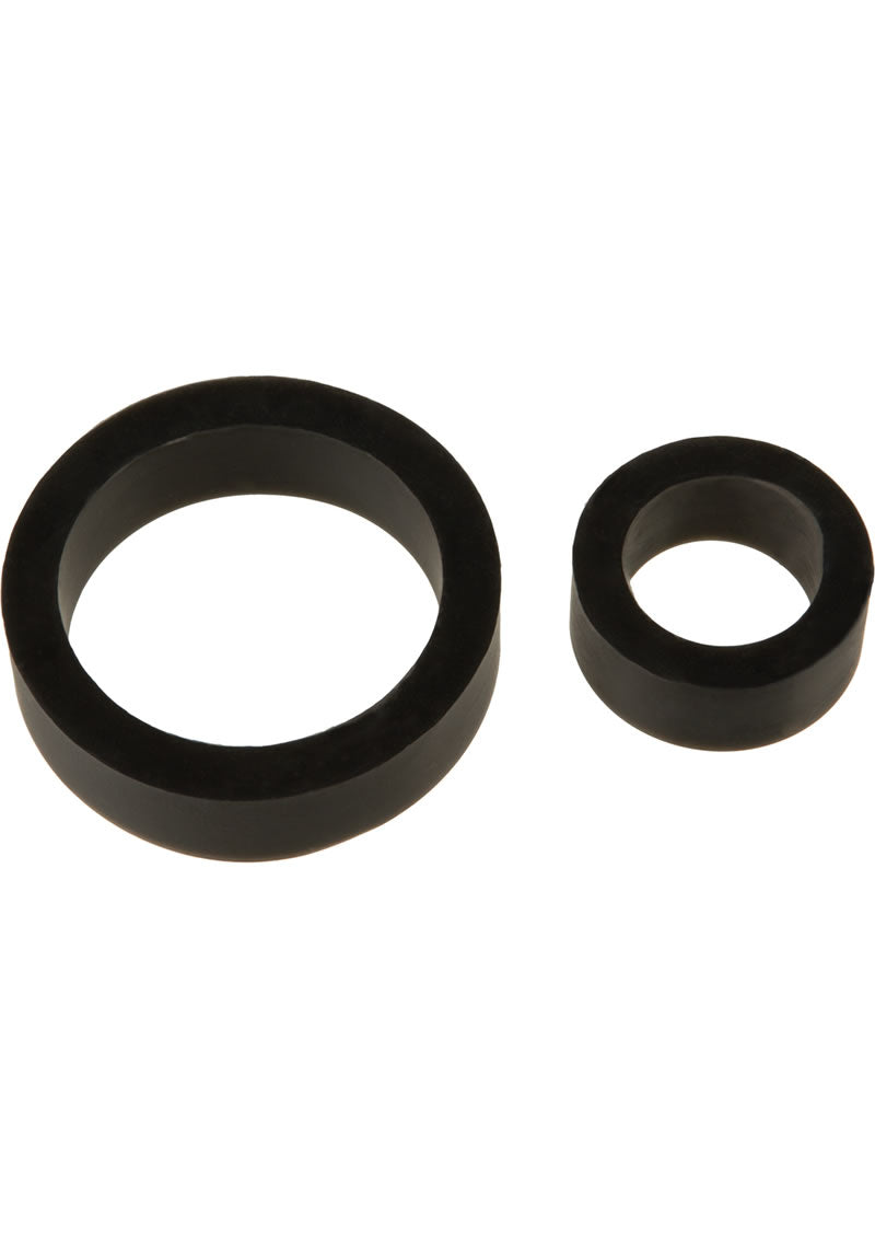 Titanmen Platimum Silicone Cock Rings - Black - 2 Piece Kit