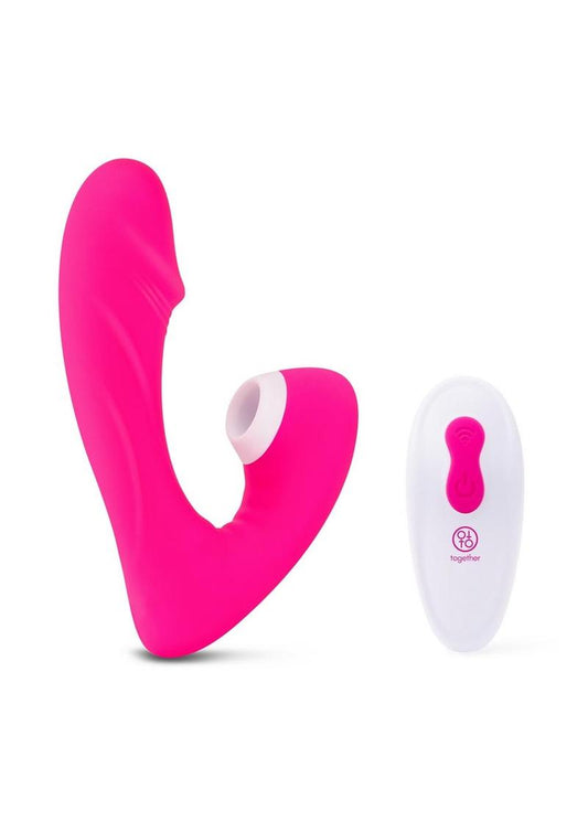 Together Toys Internal Kisses Silicone Rechargeable Dual Stimulation Vibrator with Remote Control - Pink