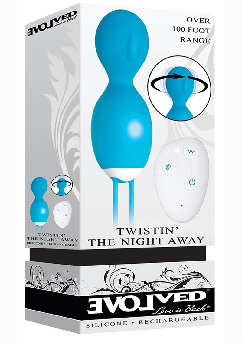 Twistin' The Night Away Silicone Rechargeable Egg with Remote Control - Blue