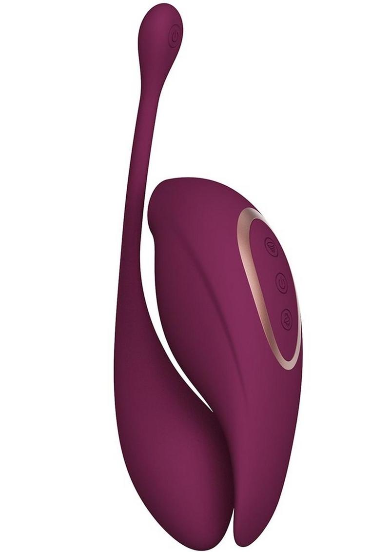 Twitch 2 Silicone Rechargeable Suction and Flapping Vibrator with Remote Control Egg - Burgundy/Red