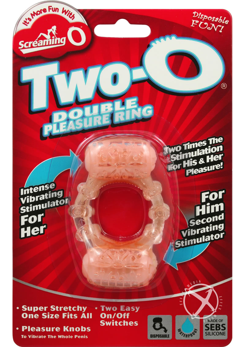 Two-O Double Pleasure Ring Silicone Cock Ring - Vanilla