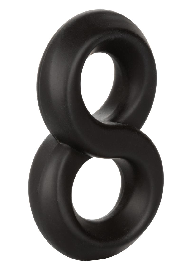 Ultra-Soft Crazy 8 Dual Silicone Cock Ring - Black