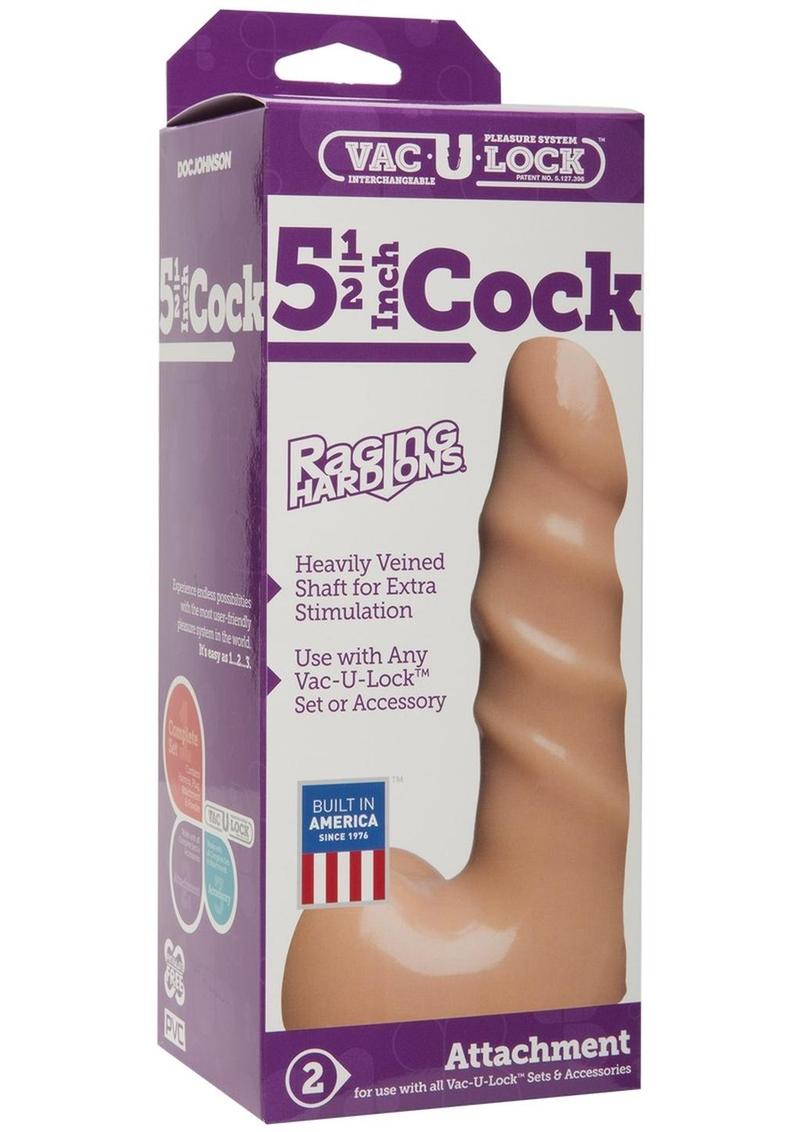 Vac-U-Lock Raging Hard-Ons Dildo - Flesh/Vanilla - 5.5in