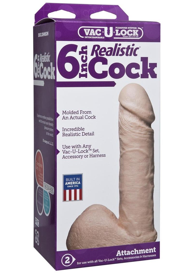 Vac-U-Lock Realistic Dildo - Flesh/Vanilla - 6in