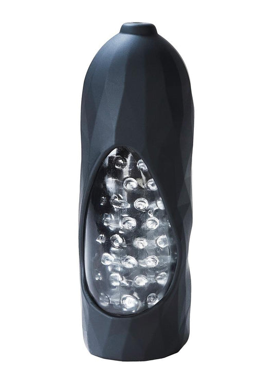 Vedo Hummer 2.0 Silicone Rechargeable Vibrating Stroker - Crystal Clear/Black Pearl - Black/Clear