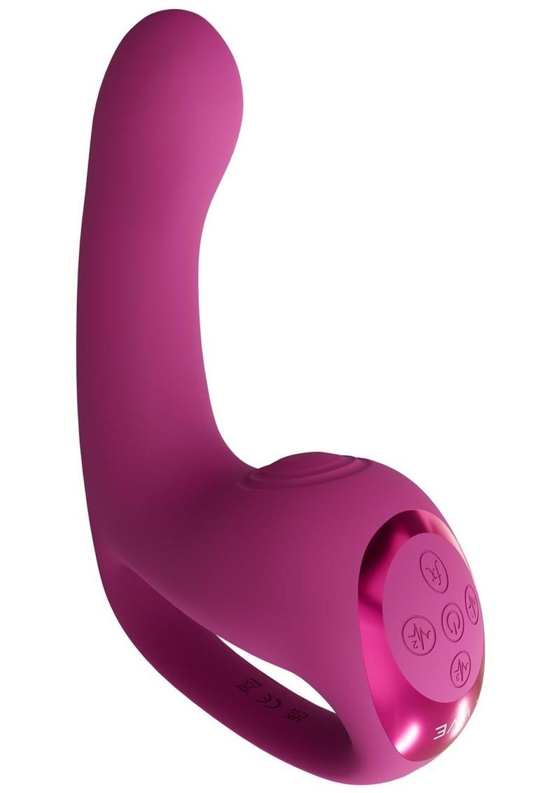 Vive Riko Rechargeable Silicone Triple Motor Thumper with Finger Motion Vibrator - Pink