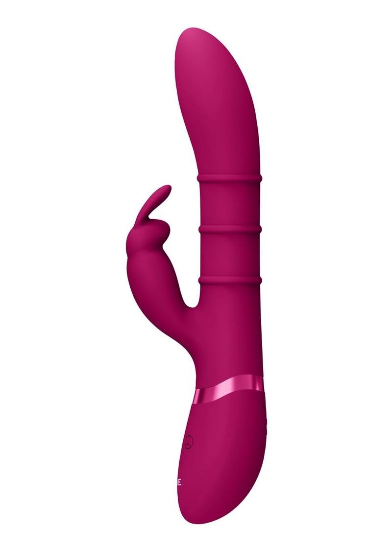 Vive Kura Rechargeable Silicone Triple Motor Up and Down Vibrating Triple Ring Rabbit - Pink