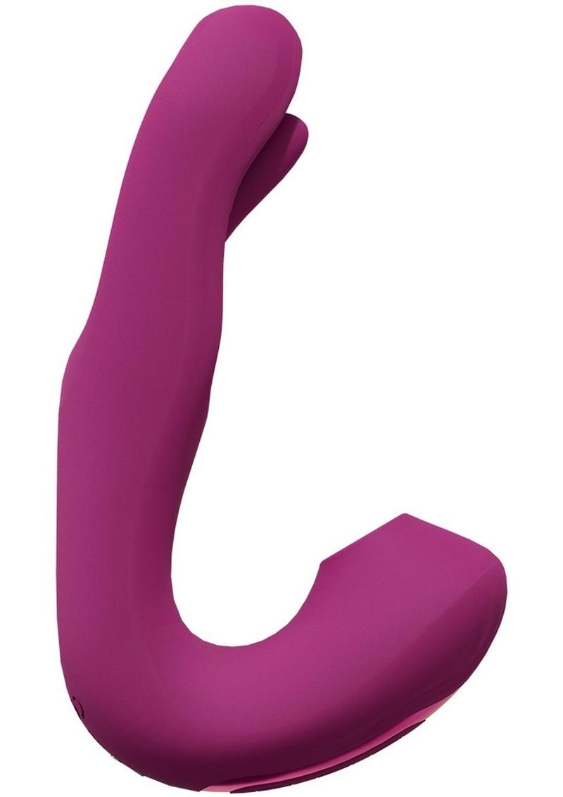 Vive Yuna Rechargeable Silicone Triple Motor Air Wave Vibrator with G-Spot Flapping Stimulation Vibrator - Pink