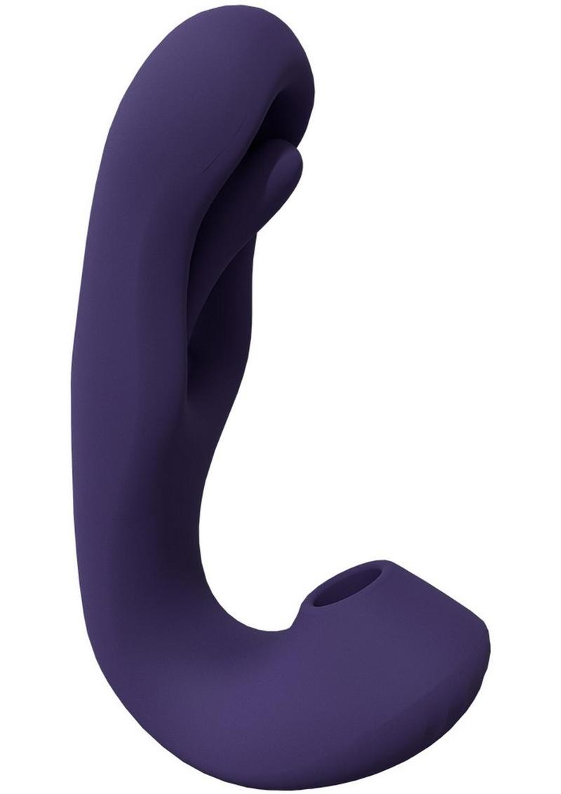 Vive Yuna Rechargeable Silicone Triple Motor Air Wave Vibrator with G-Spot Flapping Stimulation Vibrator - Purple