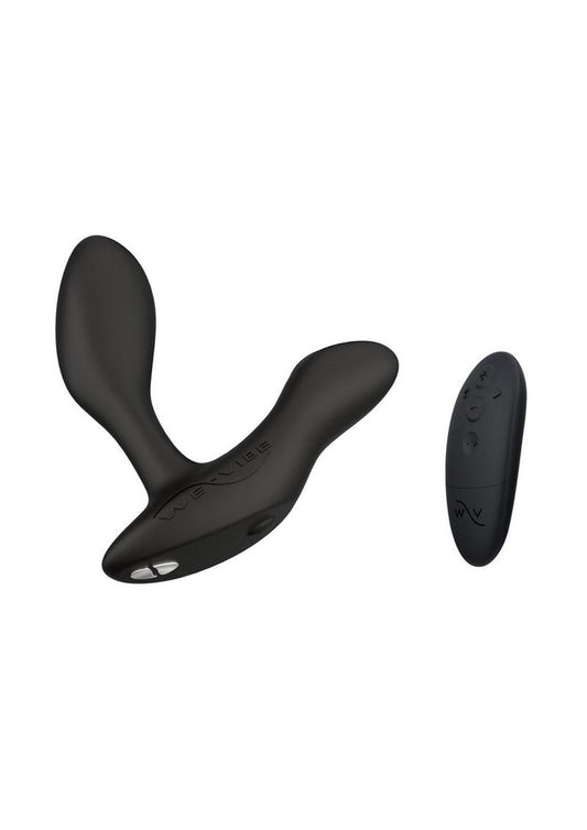 We-Vibe Vector+ Rechargeable Silicone Vibrating Prostate Massager with Remote Control - Black/Charcoal Black