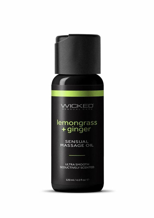 Wicked Sensual Massage Oil 4oz - Lemongrass and Ginger