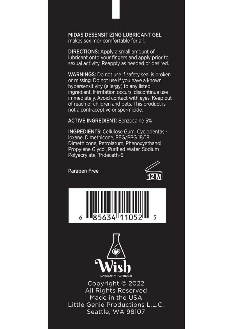 Wish Midas Desensitizing Water Based Lubricant - 2oz