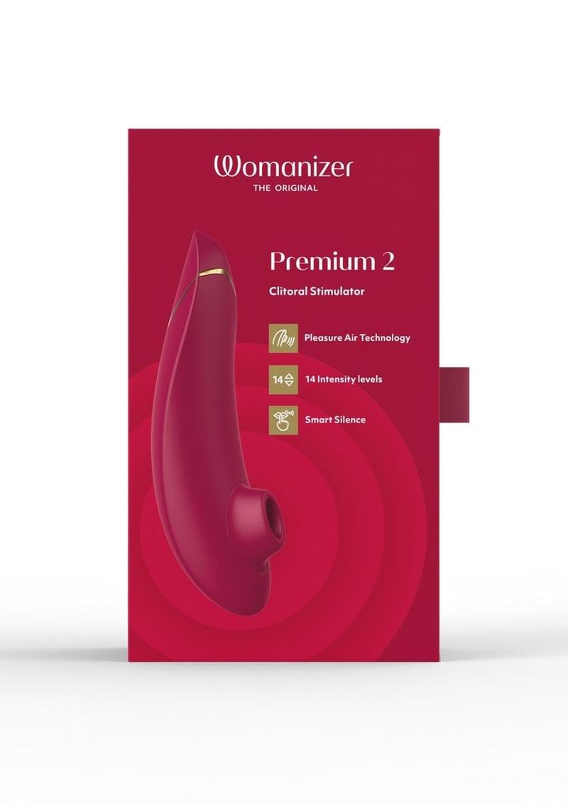 Womanizer Premium 2 Rechargeable Silicone Clitoral Stimulator - Bordeaux/Red