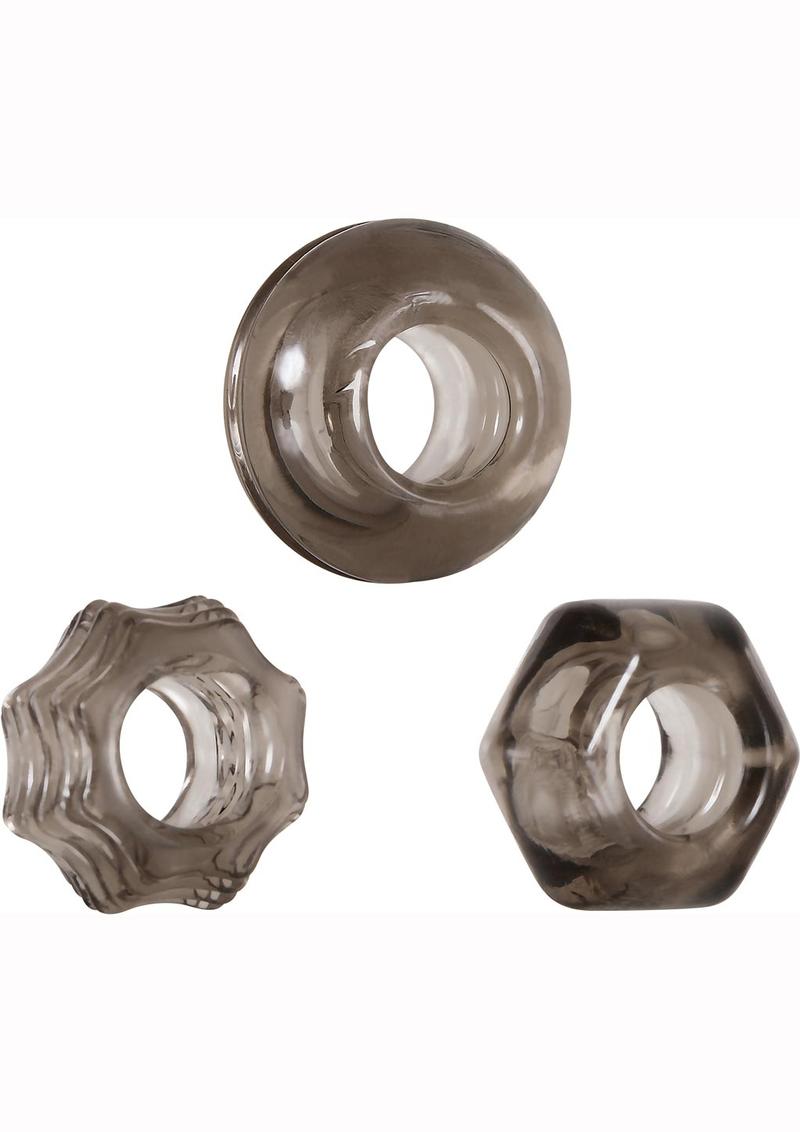 Zero Tolerance Triple Thick Cock Ring Kit - Smoke - 3 Piece Kit