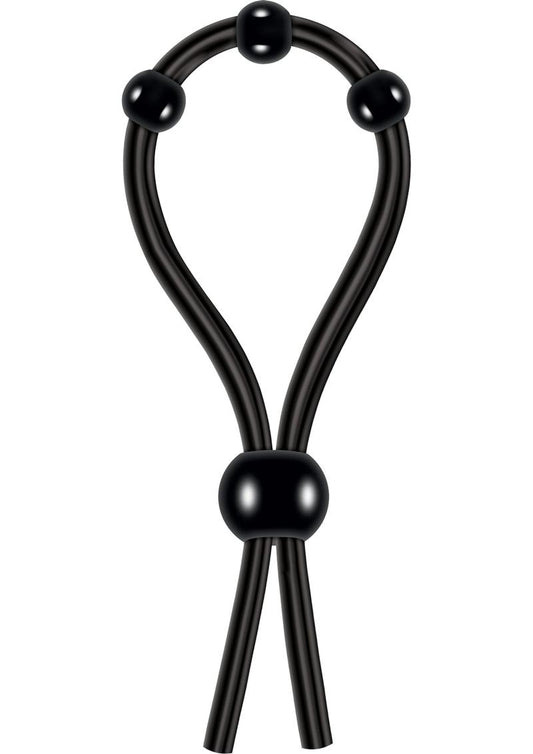 Zero Tolerance Ultimate Silicone Lasso with Adjustable Pleasure Beads - Black